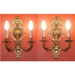 Pair of Two-Light Bronze Sconces / Appliques #865727