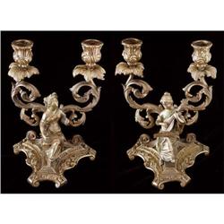  Pair of Bronze Candelabra, Lady Musicians #865729