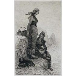 Women and Seascape Etching by Feyen-Perrin #865738