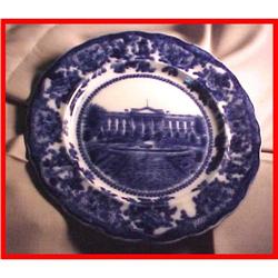 Antique Deep Cobalt Flow Blue White House Plate #865751