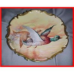 Large Antique French Coronet Duck Game Plate #865753