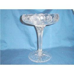 CANASTOTA GLASS CUT COMPOTE ROSE PATTERN  #865818