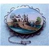 Image 1 : VICTORIAN Hand Painted Miniature Scene Brooch #866118