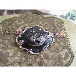 Victorian Enamel and Diamonds MOURNING BROOCH #866128