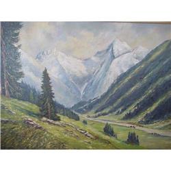  Antique Oil Painting  Mountain Vail Valley  #866139