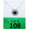 Image 1 : Oval Sapphire & Diamond Sterling Silver Pendant