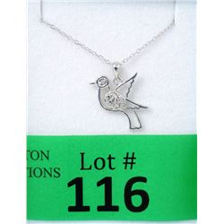 New .925 Sterling Silver Diamonds Dove Necklace