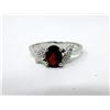 Image 1 : Garnet & Diamond Sterling Silver Ring