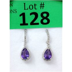 New Amethyst & Diamond Dangle Earrings