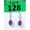 Image 1 : New Amethyst & Diamond Dangle Earrings