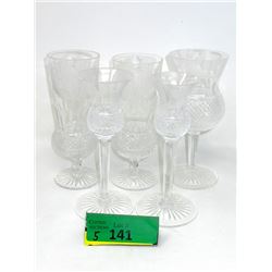 5 Assorted Edinburgh Crystal "Thistle" Glasses