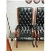 Image 1 : Large Black Leather Arm Chair with Wood Frame