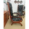 Image 2 : Large Black Leather Arm Chair with Wood Frame