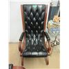 Image 1 : Large Black Leather Arm Chair with Wood Frame