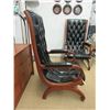 Image 2 : Large Black Leather Arm Chair with Wood Frame