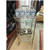 Image 1 : Rolling Bar Cart with 2 Sets of Vintage Glasses