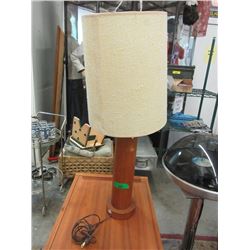 Round Teak Base Table Lamp