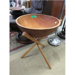 Large Wood Salad Bowl on Stand