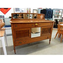 Vintage Oak Sideboard on Casters