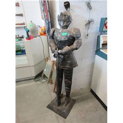 64" Tall Metal Statue of Medieval Knight