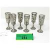 Image 1 : Set of 6 Shot Glasses Set in  Sterling Silver