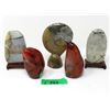 Image 1 : 5 Carvings of Ammonite, Carnelian & Agate