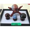 Image 1 : 4 Polished Agate & Other Stone Orbs on Stands