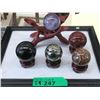 Image 1 : 4 Polished Agate & Other Stone Orbs on Stands