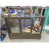 Image 1 : Large Wood Display Cabinet on Casters