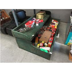 Vintage Wood Drop Side Tool Box & Electron Tubes