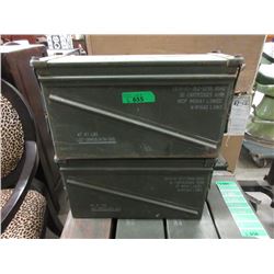 2 Military Surplus Metal Ammo Boxes -6  x 7  x 12 