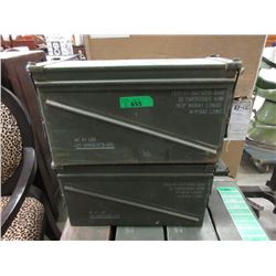 2 Military Surplus Metal Ammo Boxes -6  x 7  x 12 