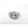 Image 1 : Green Amethyst & Diamond Crossover Design Ring