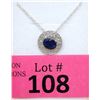 Image 1 : Oval Sapphire & Diamond Sterling Silver Pendant