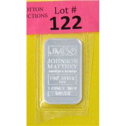 1 Oz Johnson Matthey .999 Fine Silver Investor Bar