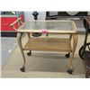 Image 1 : Glass Topped Wood & Wicker Tea Trolley