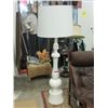 Image 1 : 5' Tall White Floor Lamp - 23" Diameter Shade