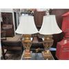 Image 1 : Pair of Large Gold Lamps with White Shades