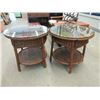 Image 1 : Pair of Glass Topped Wicker End Tables
