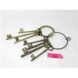 2 Rings of Large Brass Skeleton Keys