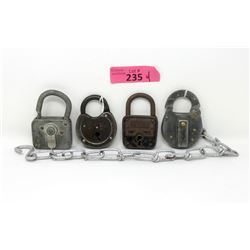 4 Vintage Pad Locks - No keys