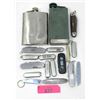 Image 1 : 2 Metal Flasks and 16 Assorted Pocket Knives