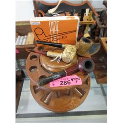 Pipe Stand with Tobacco Jar & 3 Pipes