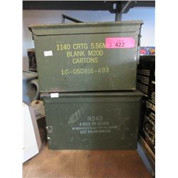 2 Military Surplus Metal Ammo Boxes -6" x 7" x 12"