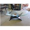 Image 1 : Glass Topped Oval Coffee Table