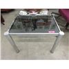 Image 1 : Chrome End Table with Smoke Glass Top