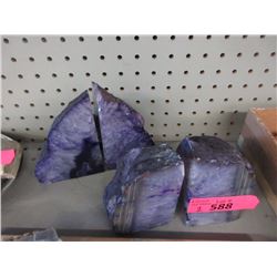 2 Large Purple Brazilian Crystal Agate Bookends