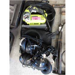 Ryobi Electric Saw & 3 Headphones