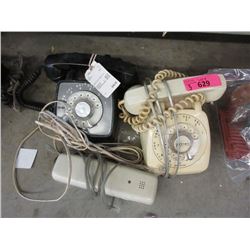 3 Vintage Phones - 1 Push Button & 2 Rotary