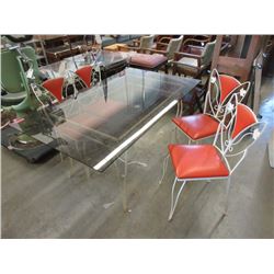 Vintage Metal Framed Table & 4 Chairs